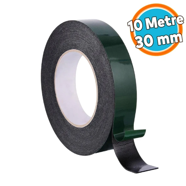 Çift Taraflı Köpük Sünger Bant Eva Montaj Bandı Siyah 30 mm x 10 Metre 1 Adet