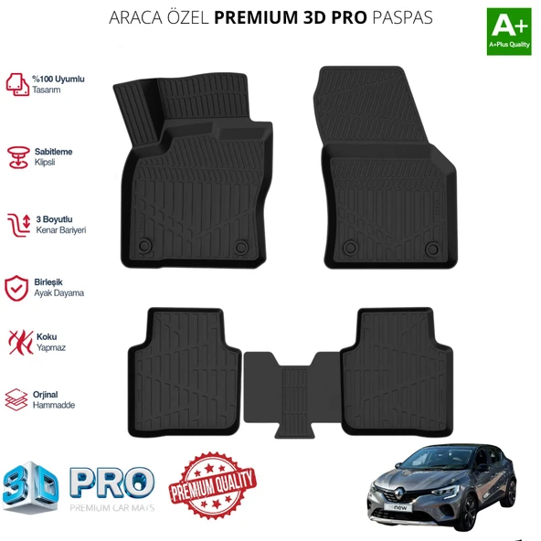 CAPTUR ARACA ÖZEL 3D PASPAS 2019 2020 2021 2022 2023 2024 ürün görseli 1