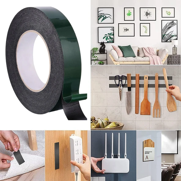 Çift Taraflı Köpük Sünger Bant Eva Montaj Bandı Siyah 30 mm x 10 Metre 1 Adet - 3
