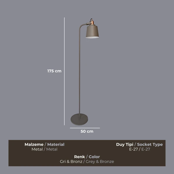 Arcuno Oynar Başlıklı Gri Lambader - 3