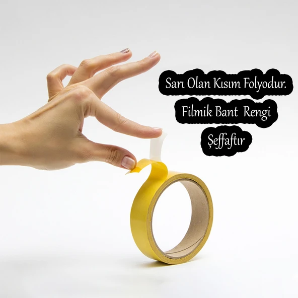 Şeffaf Çift Taraflı Filmik Film Bant Şerit Montaj Bandı 48 mm x 25 Metre Çok Amaçlı Güçlü 1 Adet - 4