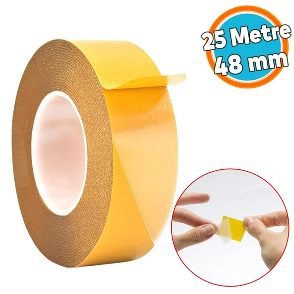 Şeffaf Çift Taraflı Filmik Film Bant Şerit Montaj Bandı 48 mm x 25 Metre Çok Amaçlı Güçlü 1 Adet