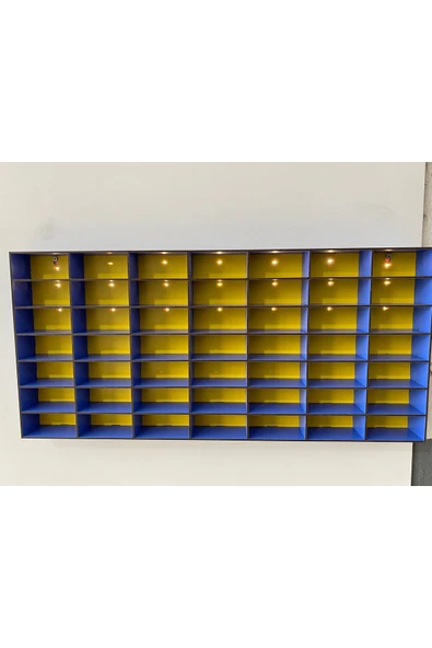 Home Işıklı Oyuncak Araba Garajı Duvara Monte Oyuncak Işıklı Araba Rafı Sarı Lacivert - 2