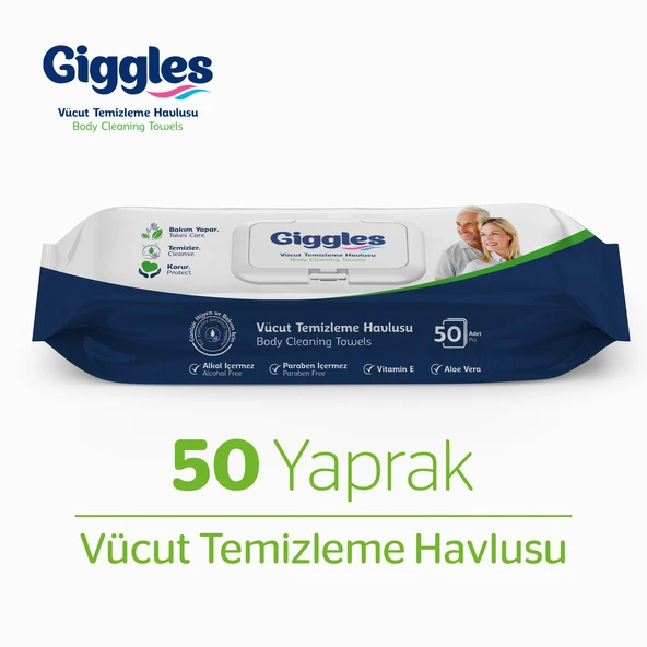 Giggles Vücut Temizleme Havlusu 50'li 1 Paket 50 Havlu