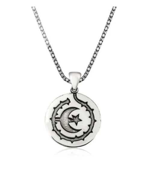 Erkek Gümüş Ay Yıldız Kolye - Resim 2