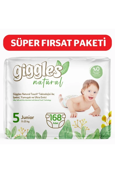 Natural 5 Numara Juniour Pamuklu Bebek bezi 168 Adet