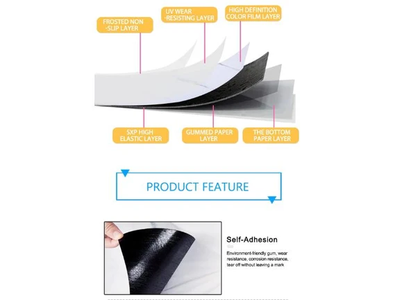 Renkli Duvarlar 1(m²) 45cm x 45cm 5 Adet Yapışkanlı Parke Floor Pvc Panel  Yer Kaplama Paneli Arkası Kauçuklu 15p - Resim 5