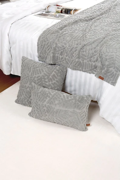 Jakarlı Yatak Runner Set Forest Gri - Resim 4