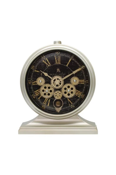 Efe Mark Premium Serisi Antik Eskitme Kadranlı Döner Çarklı 32x28 CM Ev ve Ofis Masa ve Duvar Saati Roma Rakamlı Kum Rengi ürün görseli