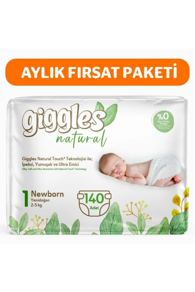 Natural 1 Numara Yenidoğan Pamuklu Bebek bezi 140 Adet