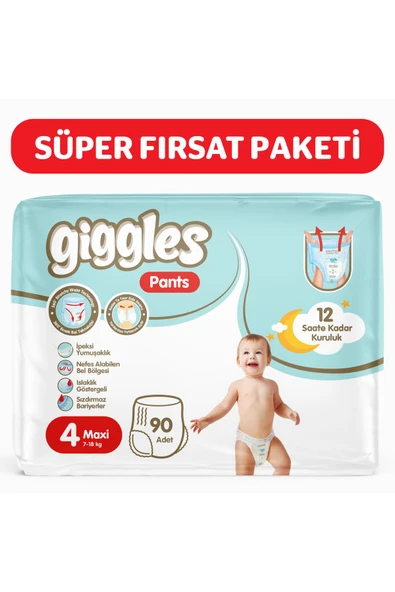Pants Külotlu Bebek Bezi 4 Numara Maxi 90 Adet