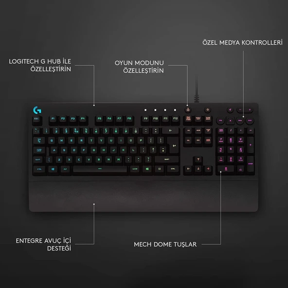 Logitech G213 Oyuncu Klavye 920-008094 - G102 Oyuncu Mouse 910-005823 (Siyah) - 3