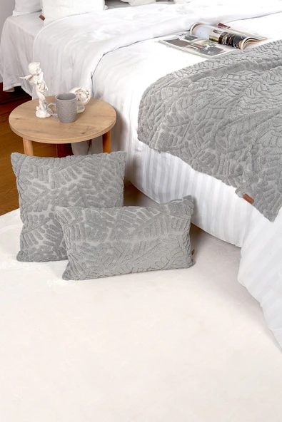 Jakarlı Yatak Runner Set Forest Gri - Resim 2