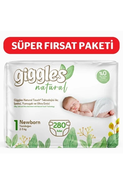 Natural 1 Numara Yenidoğan Pamuklu Bebek bezi 280 Adet