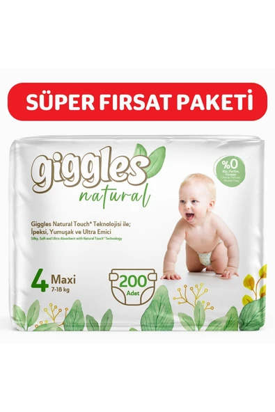 Natural 4 Numara Maxi Pamuklu Bebek bezi 200 Adet