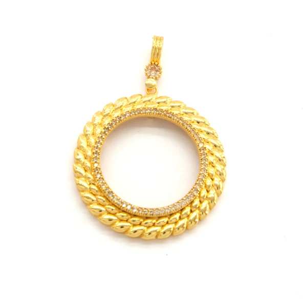 Tam Altın Çerçeveli Kolye Ucu Altın Kaplama-TGR-613