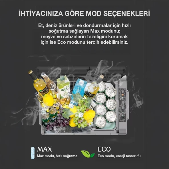 Coolist CLK65W 12/24Volt 220Volt 65 Litre Çift Bölmeli Tekerlekli Outdoor Kompresörlü Oto Buzdolabı/Dondurucu - Resim 3