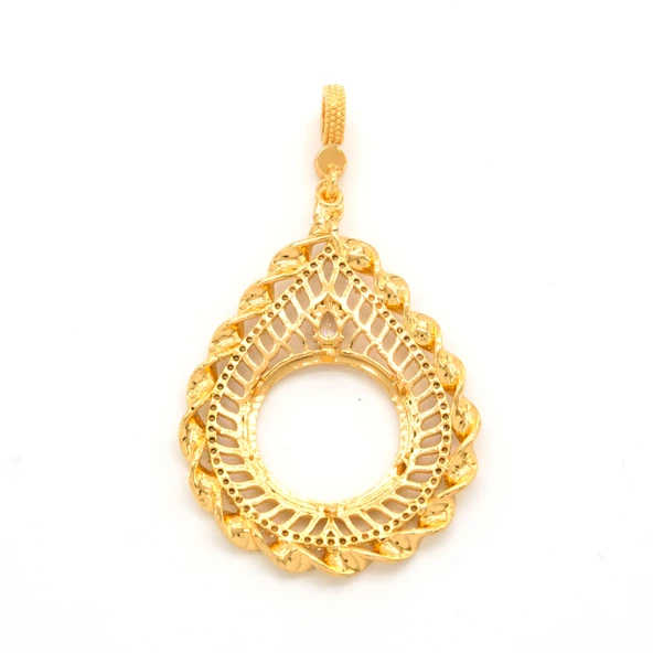 Yarım Altın Çerçeveli Kolye Ucu Altın Kaplama İşlemeli TGR-644 - 2