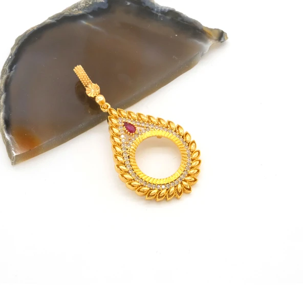 Yarım Altın Çerçeveli Kolye Ucu Altın Kaplama İşlemeli TGR-646 - 3