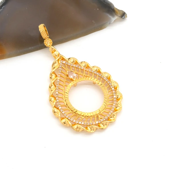 Yarım Altın Çerçeveli Kolye Ucu Altın Kaplama İşlemeli TGR-644 - 3