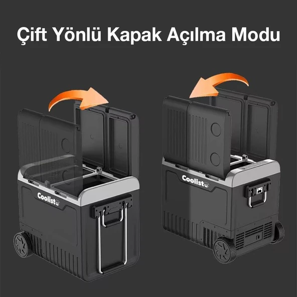 Coolist CLK65W 12/24Volt 220Volt 65 Litre Çift Bölmeli Tekerlekli Outdoor Kompresörlü Oto Buzdolabı/Dondurucu - Resim 8