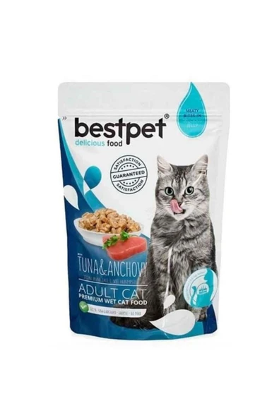 Bestpet  Tahılsız Jöle Içinde Ton Balıklı Ve Hamsili Yetişkin Kedi Konservesi 85 Gr. (:10/2026) -