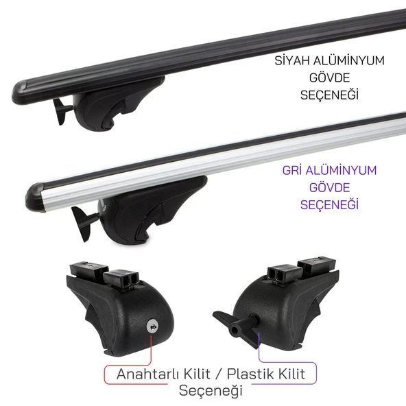 Fiat Fullback Ara Atkı Gri- Bold Bar v1 (2 Parça) | (2016+) - 2