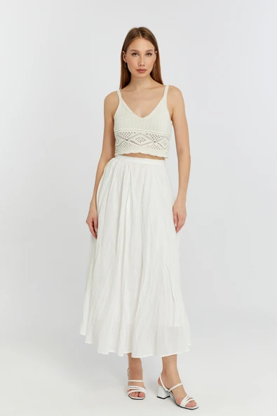 Ekru Krinkıl Vual Etek - 4