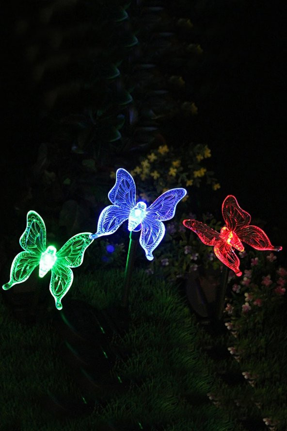 Kelebek Solar Güneş Enerjili Bahçe Lambası RGB 2 Li Set - 2