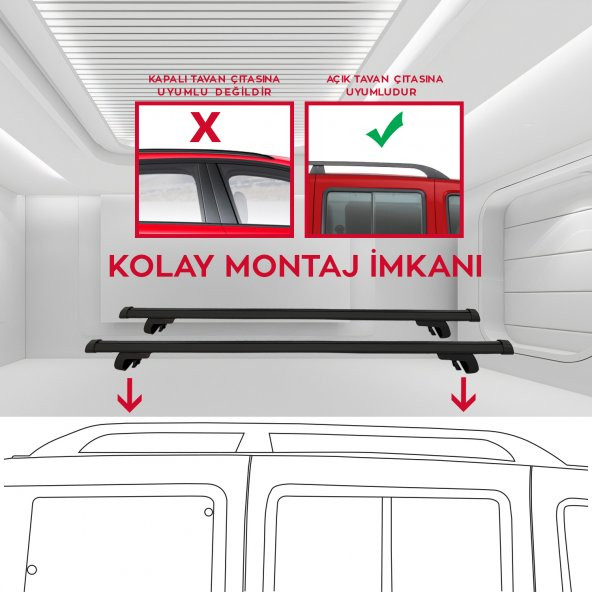 Toyota Corolla E120 Kombi 2002 - 2007 SW Siyah Ara Atkı AA049D6 - 7