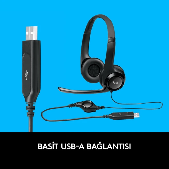 Logitech H390 USB Gürültü Önleyici Mikrofonlu Kulaklık - Siyah - 5