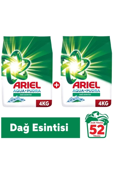 Ariel Dağ Esintisi 4 Kg Aquapudra Toz Çamaşır Deterjanı X 2 Adet