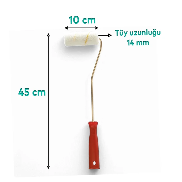 Parmak Rulo Saplı Duvar Boya Rulosu Fırça Saten Parmak Boyama Boyacı Tadilat Rulosu 10 cm - 3