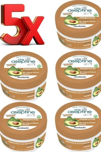 Cire Aseptine 5 Adet oft Avokado Özlü Prebiyotik El, Yüz & Vücut Yoğun Nemlendirici Bakım Kremi 30 Ml