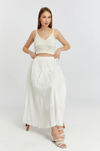 Ekru Krinkıl Vual Etek - 10