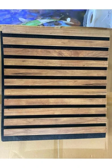 Renkli Duvarlar 1m² (50cmx50cm 4 Adet)Kahverengi Akustik Duvar Paneli 3mm Keçe Ve 8mm Mdflam Duvar Çıtası Lambiri - 2