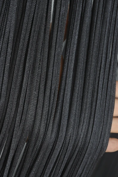 DÜZ İP  MODEL 100 Cm EN 280 Cm BOY KOYU ANTRASİT RENK HAZIR İP PERDE - Resim 3