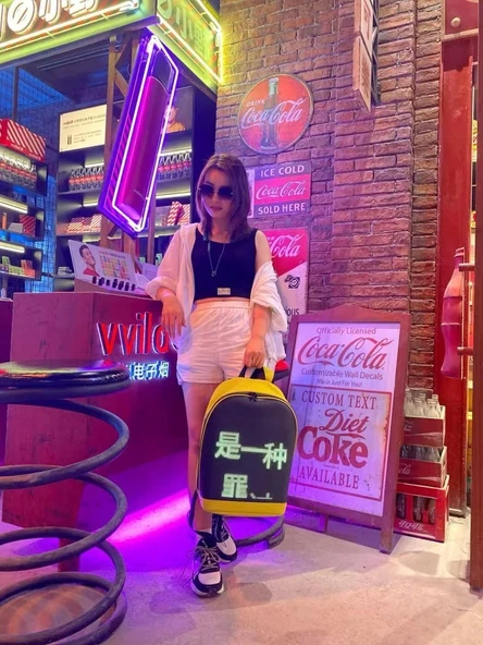 SMART BAG sarı Led Ekranlı Sırt Çantası, Motorcu Çantası - 4