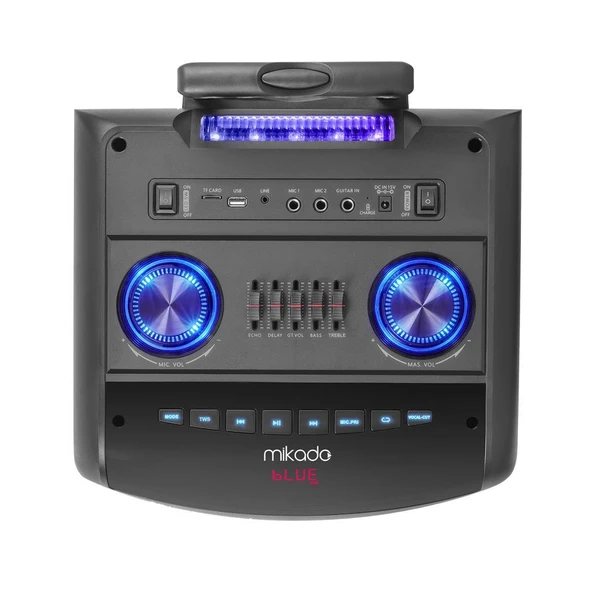 Mikado MD-90BT Bykalite Boomer 80W 2 Adet UHF Mikrofonlu USB+TF+AUX+ Bluetooth Destekli Siyah Profesyonel Ses Sistemi - 4