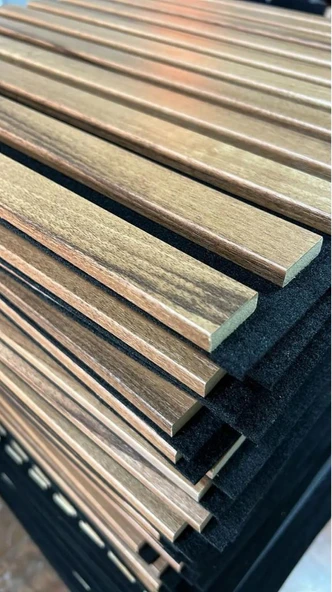 Renkli Duvarlar 1m² (50cmx50cm 4 Adet)Kahverengi Akustik Duvar Paneli 3mm Keçe Ve 8mm Mdflam Duvar Çıtası Lambiri - 3