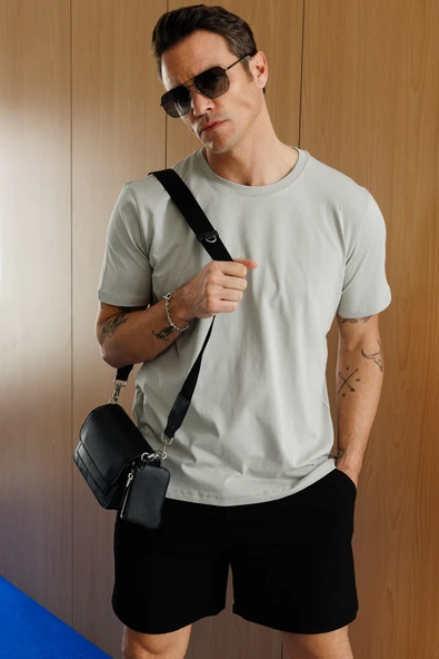 Erkek T-shirt %100 Pamuk Regular Fit Standart Kesim Bisiklet Yaka Basic Tişört BASIC-T-SHIRT1 - 8