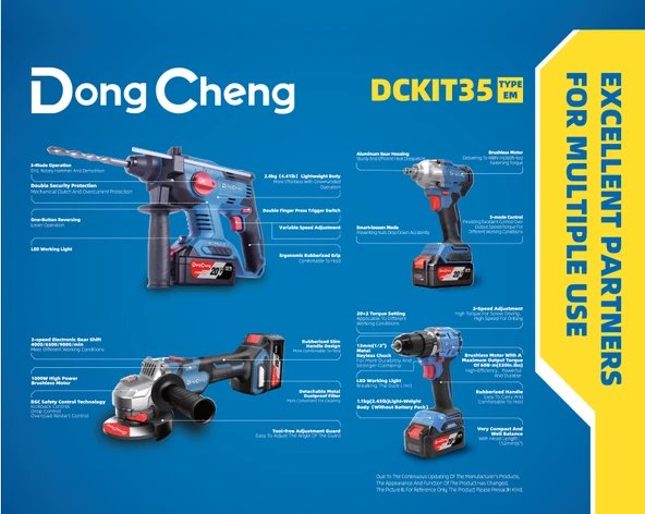 Dong Cheng Akülü 4 lü Set Kırıcı+Vidalama+Somun Sökme+Taşlama DCKIT35EM - 2