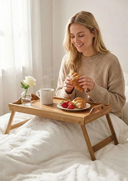 Akasya Tepsi - Açılır Kapanır Ayaklı Tepsi - 50x30 CM ürün görseli