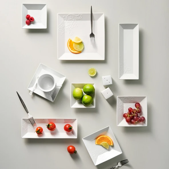 Karaca Trend Emboss 32 Parça 6 Kişilik Porselen Kahvaltı/Servis Takımı