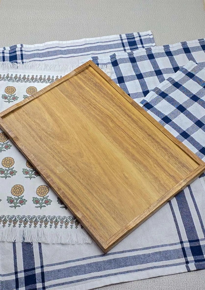 Akasya Tepsi - Dikdörtgen Çay Tepsisi - 41x29 CM - 2