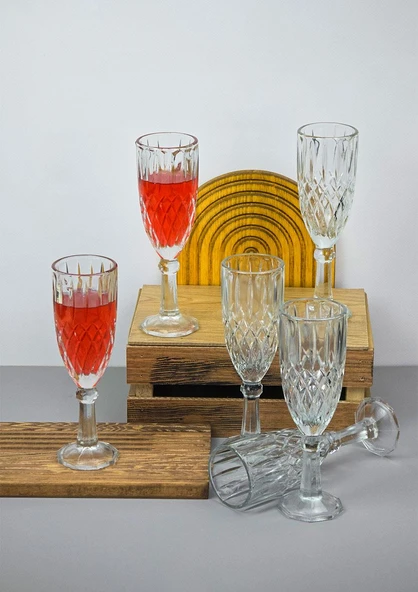 Kamelya Kahve Yanı Su Bardağı Takımı - 6lı Uzun Su Bardağı Seti - 6 Parça, 180 ML