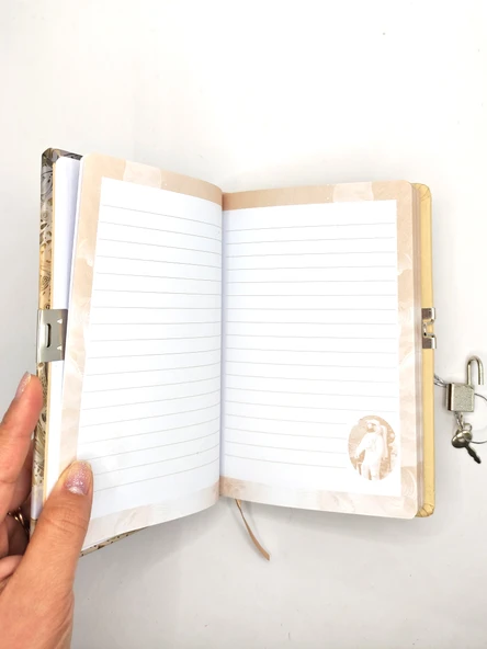 3D Görünümlü Hatıra Defteri (Günlük) Kilitli Defter 80 yaprak - Sarı Astronot - Resim 2