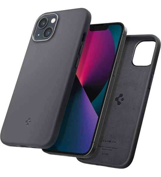 Spigen Apple iPhone 13 Kılıf Silicone Fit (Silikon) Black - ACS03548
