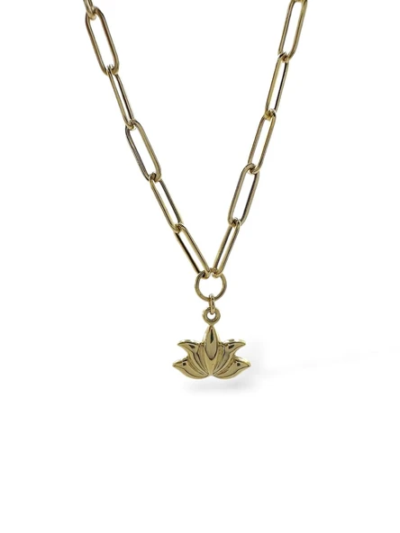 İtalyan Işıltılı Ataç ZincirLotus Çiçeği Çok Şık Günlük Altın Kolye ürün görseli