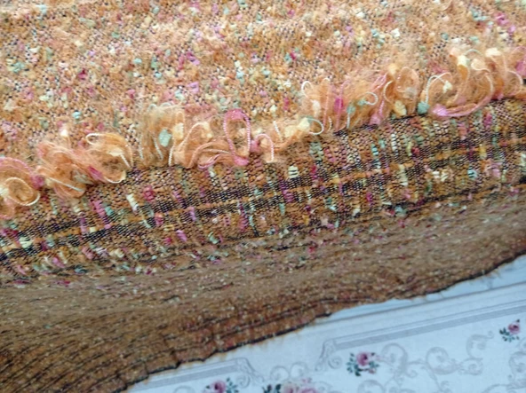 Tavşan Tüyü Peluş El Dokuma Yumuşak Dokulu Çift Kişilik Yatak Örtüsü (280x260)kremit - 2